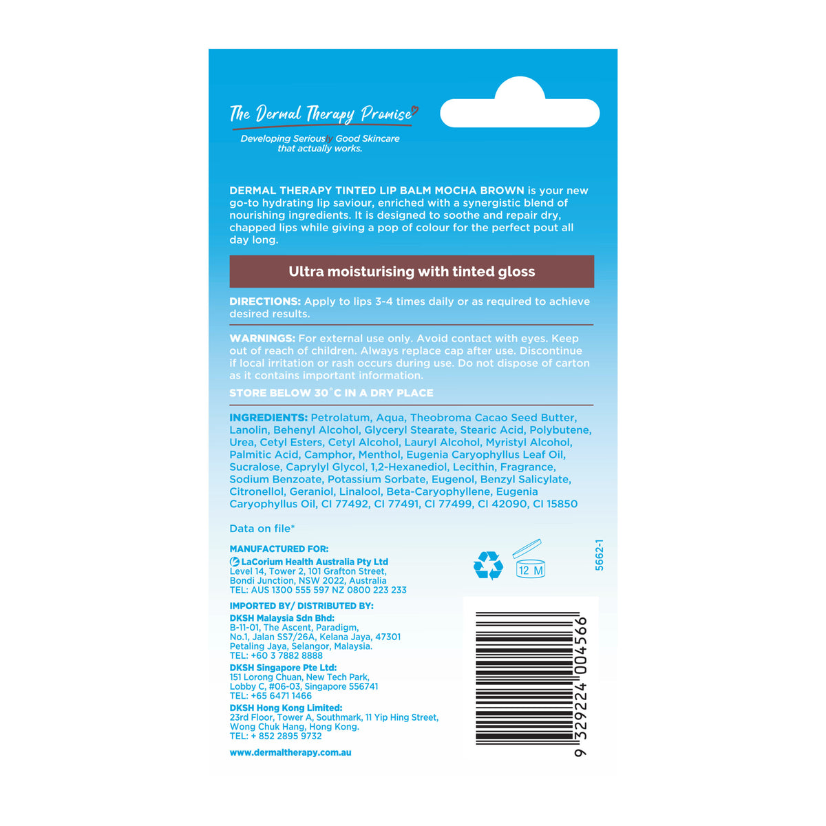 Dermal Therapy Lip Balm Tint Mocha Brown 8g
