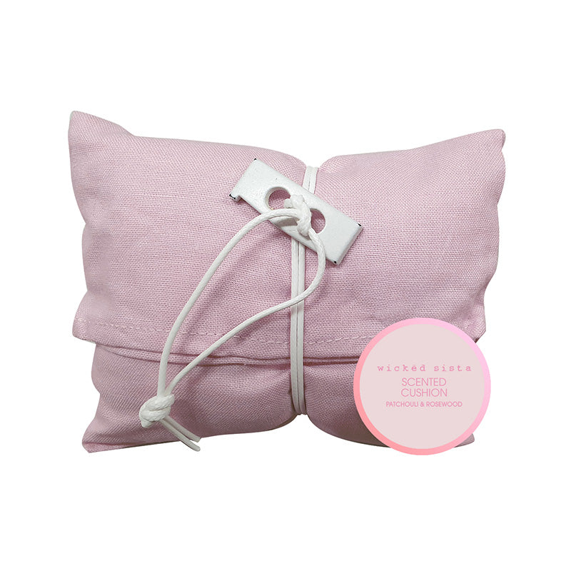 WSIS LINEN SCENTED CUSHION BLUSH Patchouli and Rosewood