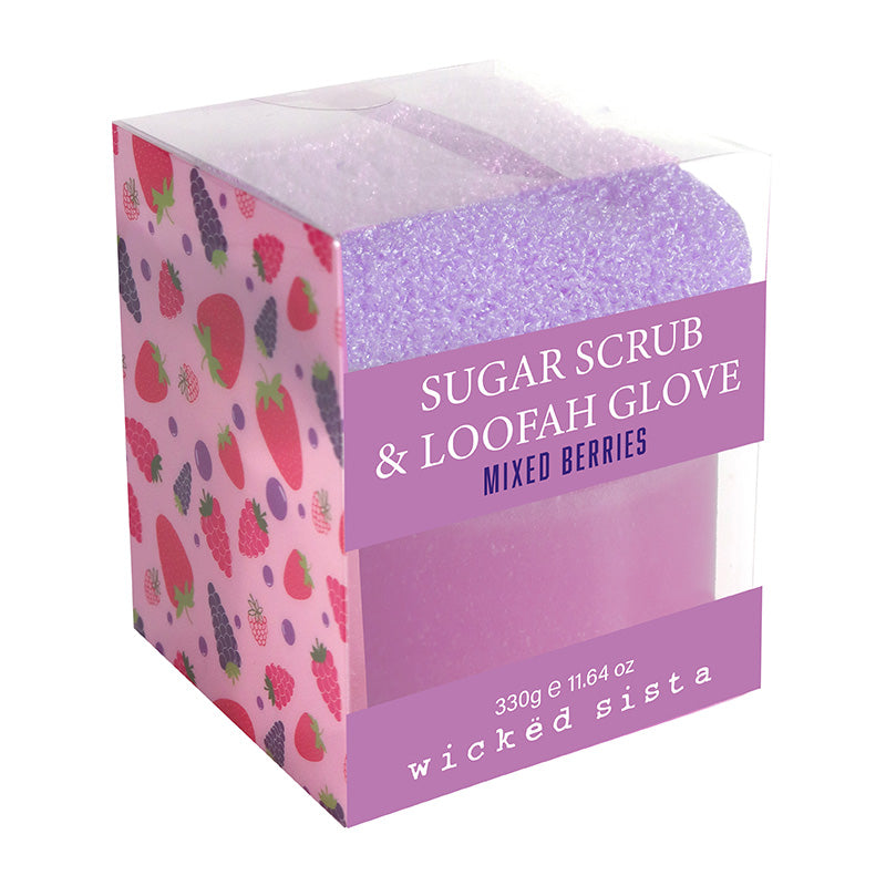 WSIS Sugar Scrub with Loofah Glove Mixed Berries 330g