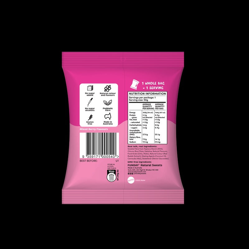 Funday Barbie Mixed Berry Kisses Gummies 50g - NEW