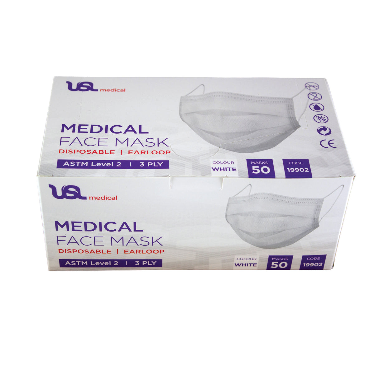 USL Medical Ear Loop Mask 3ply ASTM Level 2