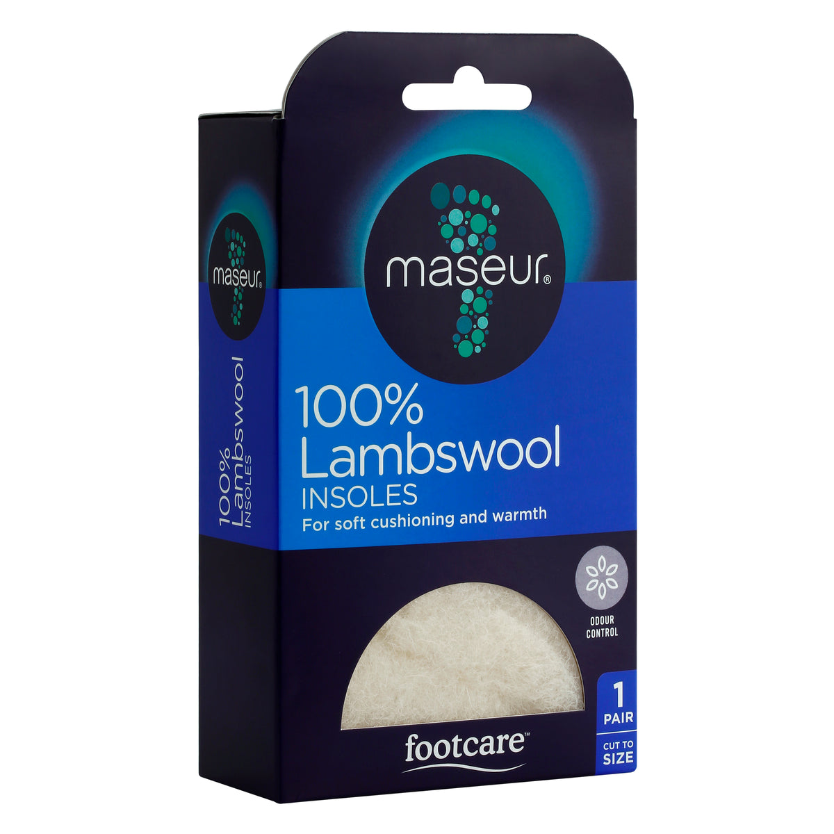 Footcare Lambswool Cushioned Shoe Insoles, 1 pair