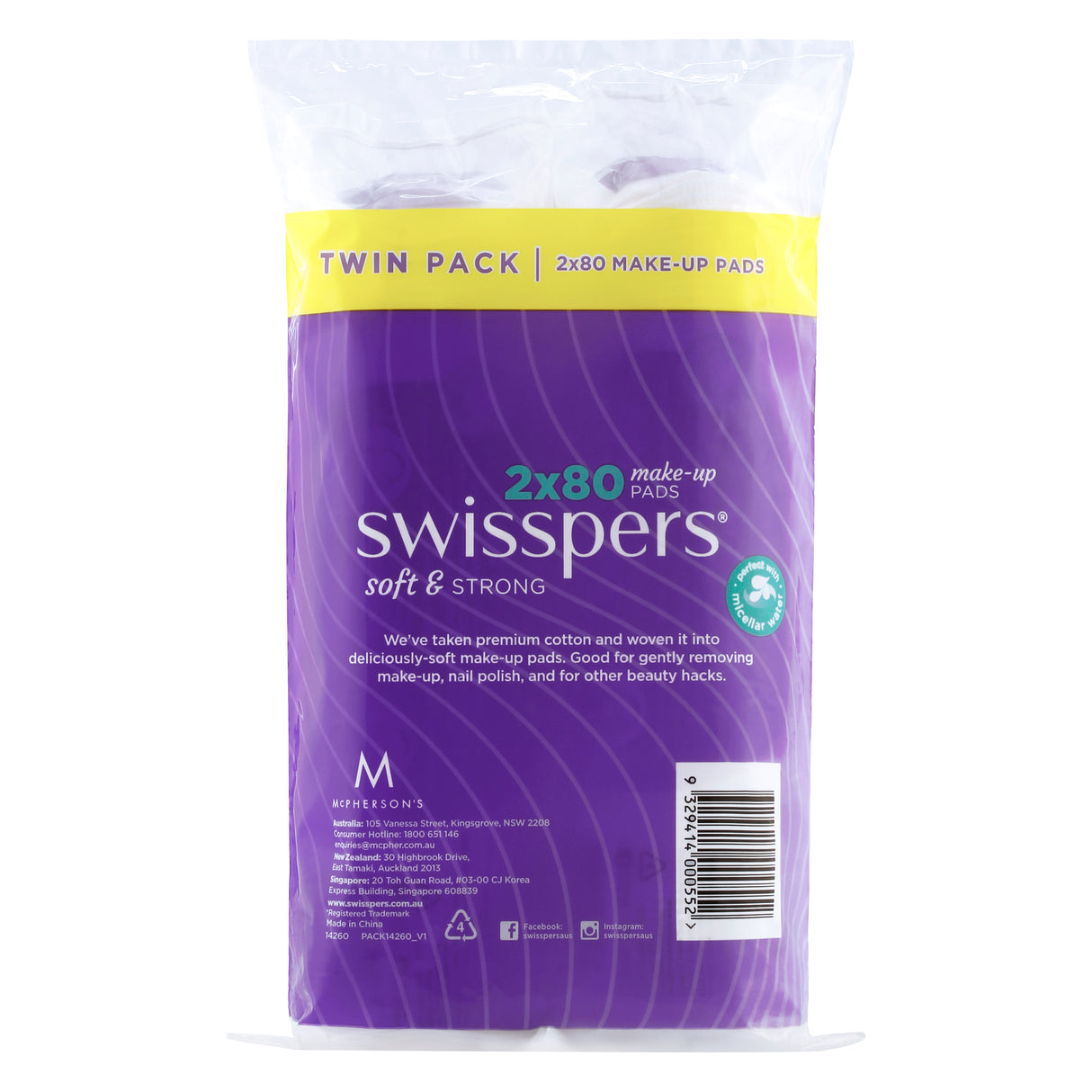 Swisspers Make-Up Round Pads Twin Pack 160's
