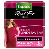 Depend Real Fit Incontinence Underwear Regular Women Medium 8 Pack