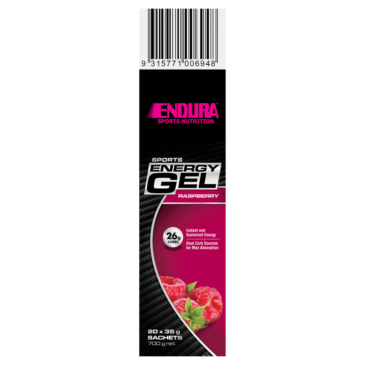 ENDURA Sports Energy Gel Raspberry single x1