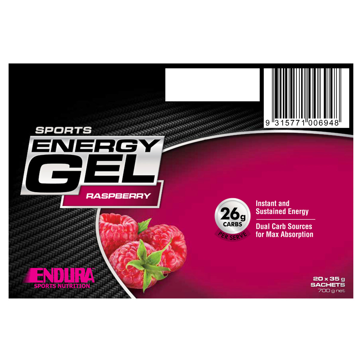ENDURA Sports Energy Gel Raspberry single x1
