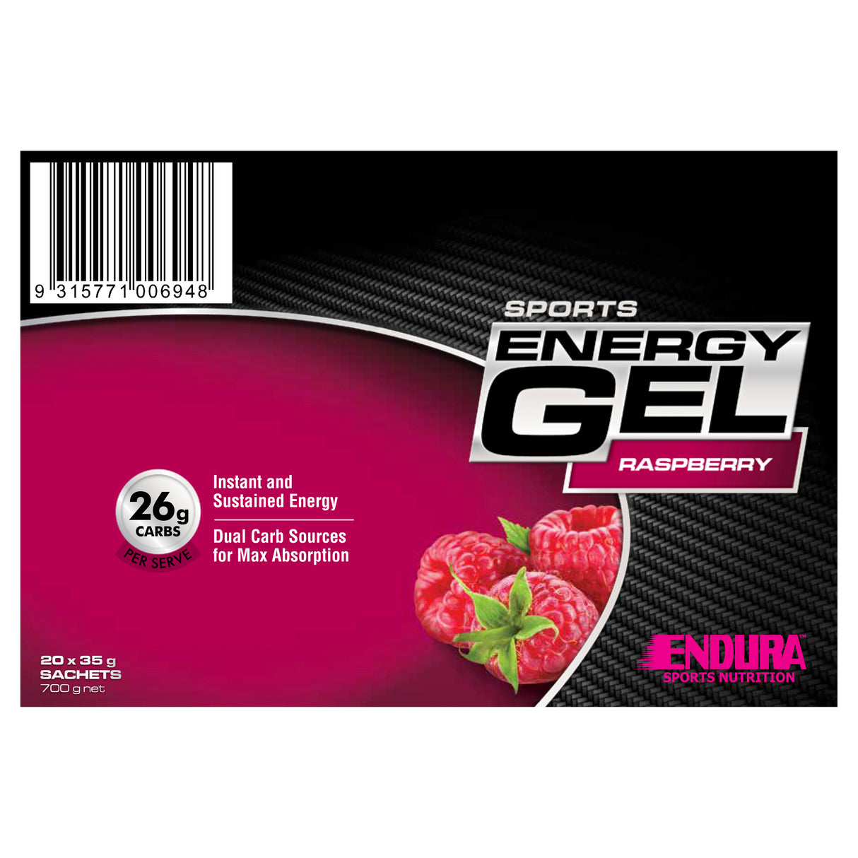 ENDURA Sports Energy Gel Raspberry single x1