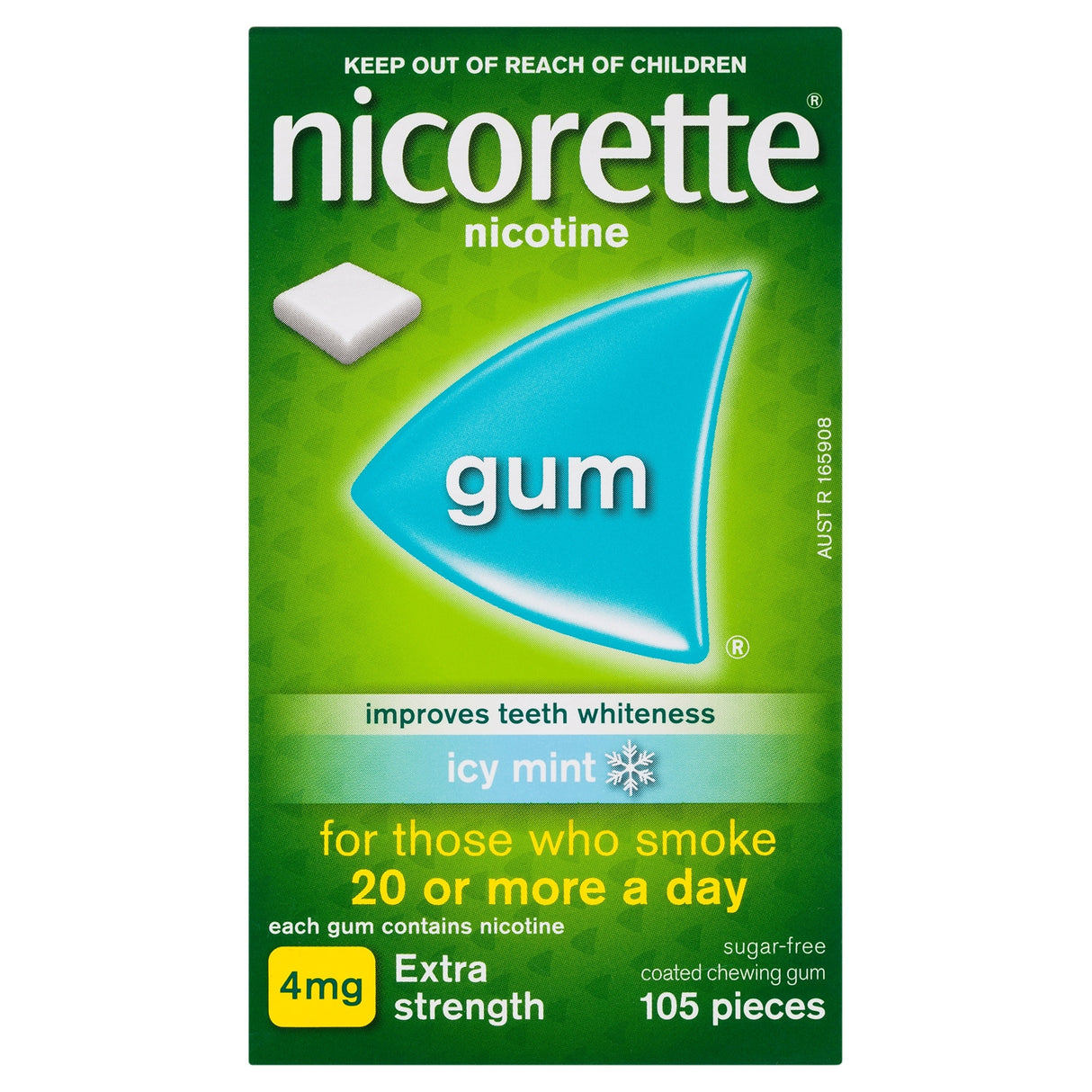 Nicorette Quit Smoking Extra Strength Nicotine Gum Icy Mint 105 Pack