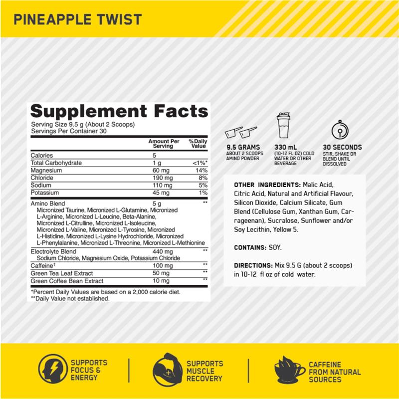 Optimum Nutrition Amino Amino Energy + Electrolytes Pineapple 285g