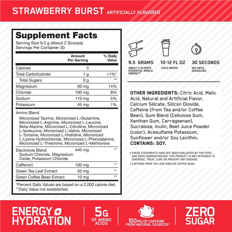 Optimum Nutrition Amino Energy + Electrolytes Strawberry 285g