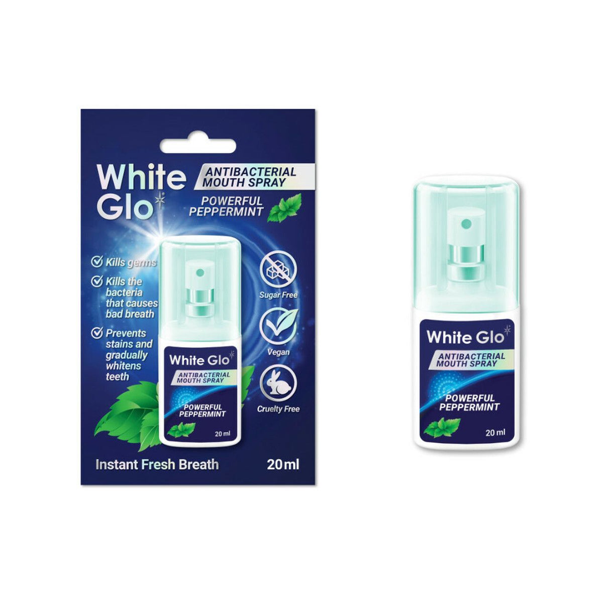 White Glo Powerful Peppermint Antibacterial Mouth Spray 20ML