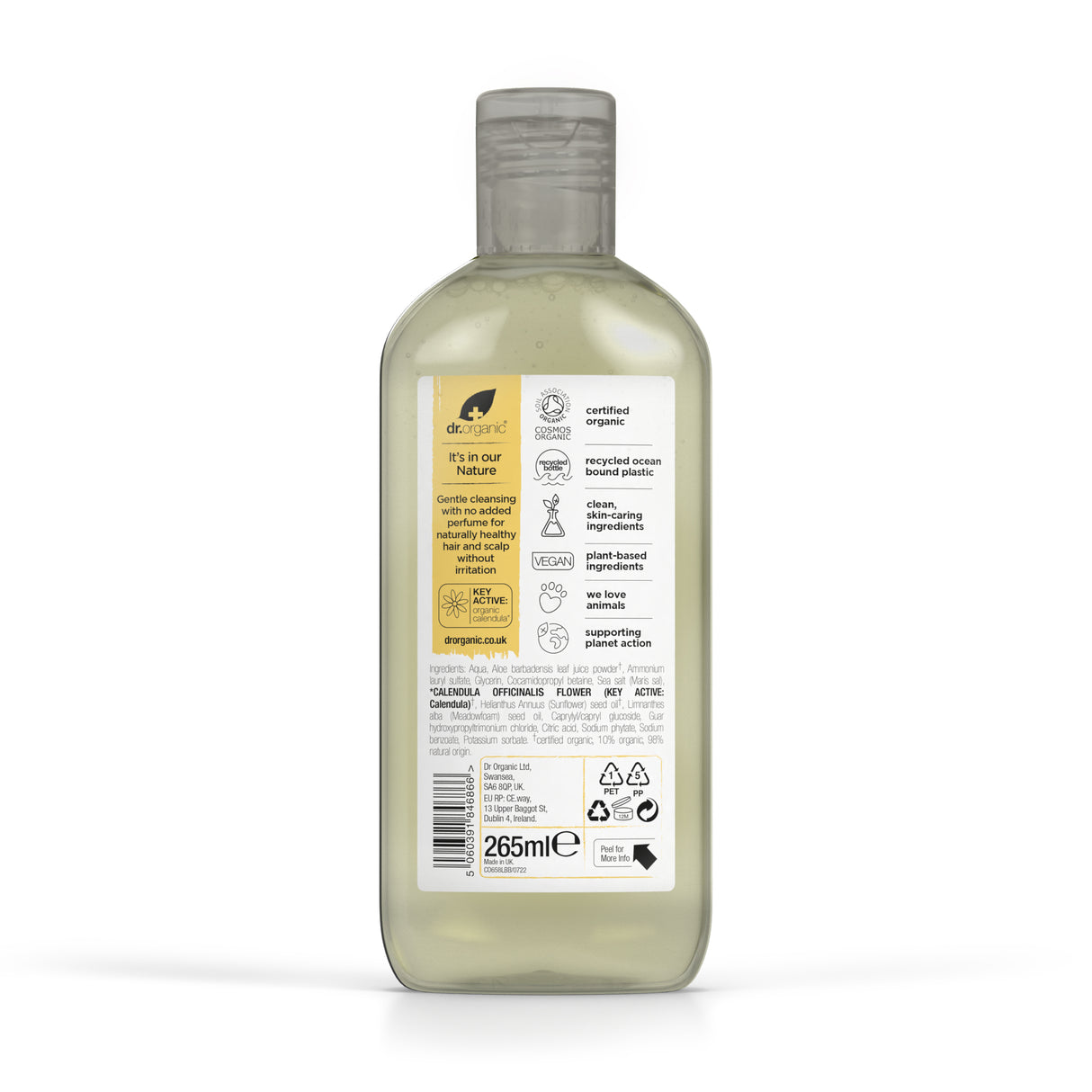 Dr. Organic Calendula Shampoo Fragrance Free 265ml