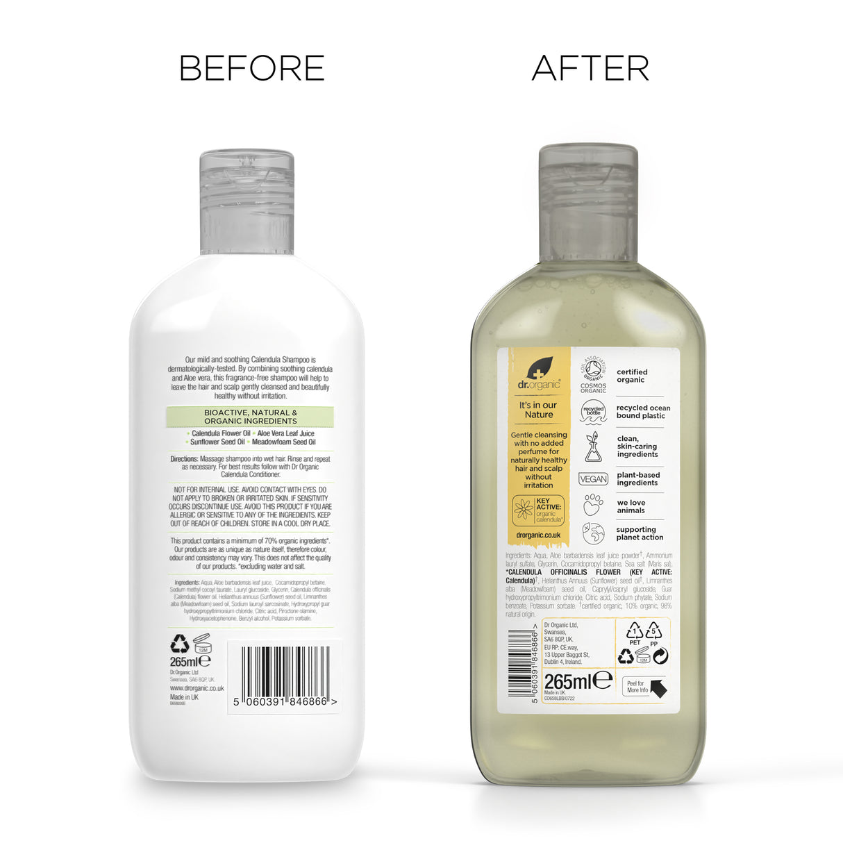 Dr. Organic Calendula Shampoo Fragrance Free 265ml
