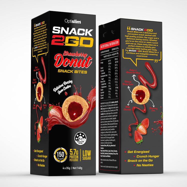 Optislim SNACK2GO Snack Bites Strawberry Donut x4pk
