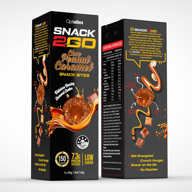 Optislim SNACK2GO Snack Bites Choc Peanut Caramel x4pk