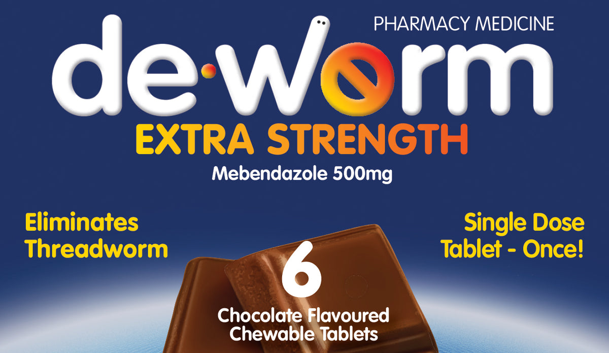 De-Worm 500mg Chocolate 6 Tablets limit 2 per order
