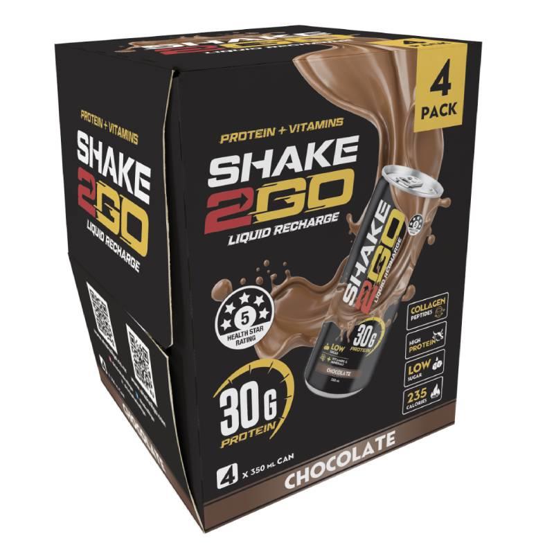 Shake2Go Liquid Recharge Chocolate 350ml 4pk