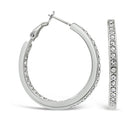 EarSense Hoop Inset Crystals Silver 32mm