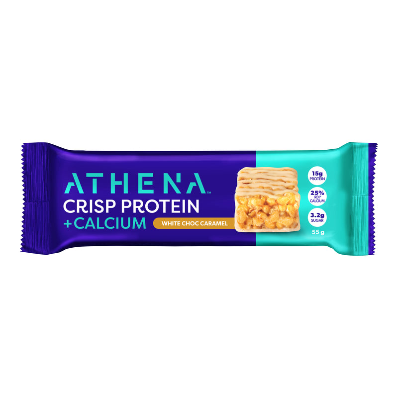 Athena Crisp Protein + Calcium White Choc Caramel 55g bar