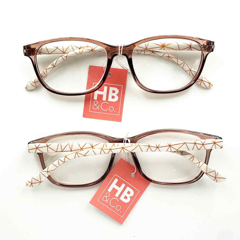 HB&Co Fashion Reading Glass +1.5 Brown and Cream Geometric