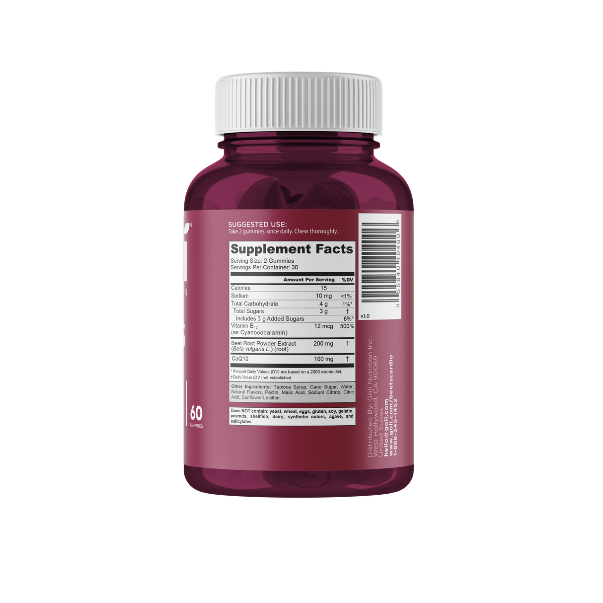 Goli Beets Cardio Gummies 60pcs