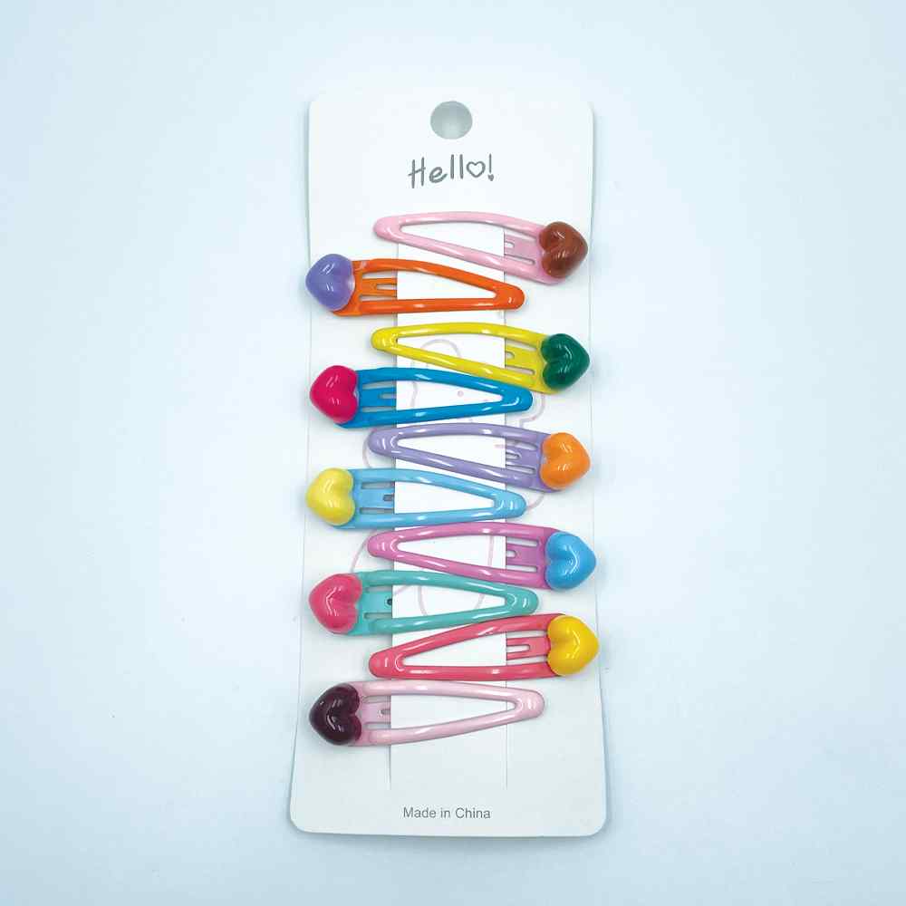 Hello! Hair Clips Mini Multi Hearts 10pk