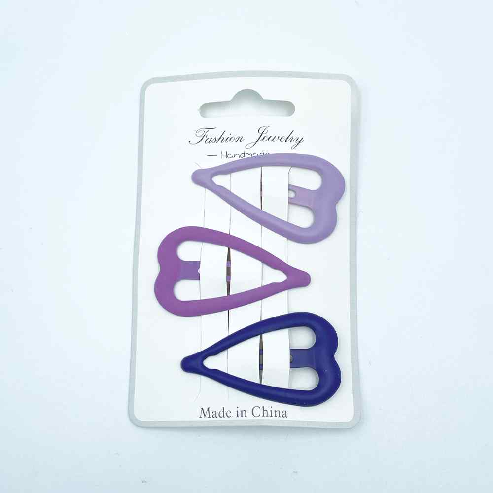 BC Hair Clips Large Purple Hearts 3pk