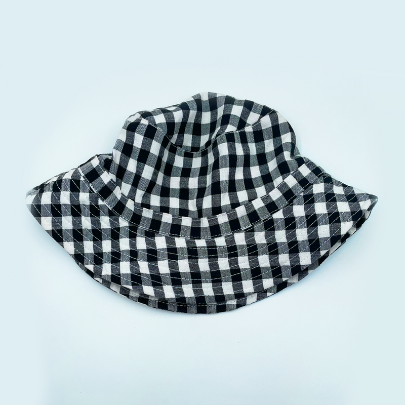 Gingham Bucket Hat Black & White Medium