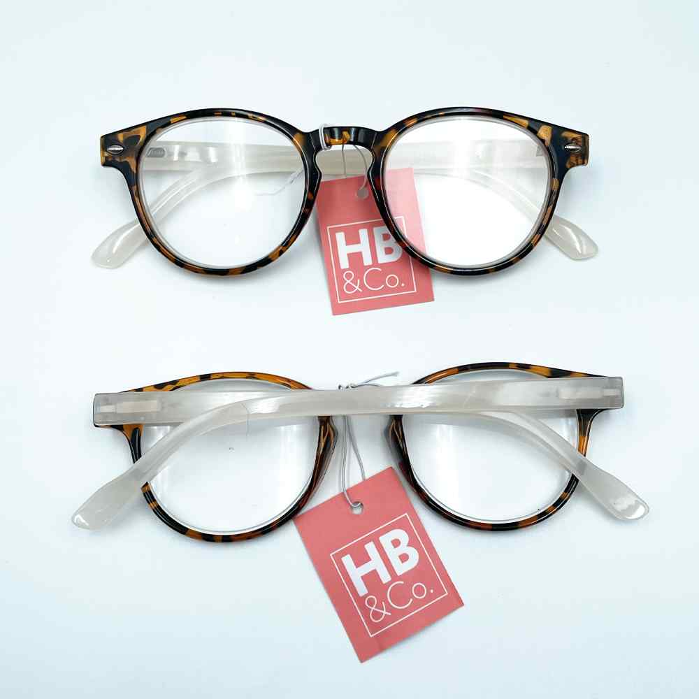 HB&Co Round Reading Glasses +3 Tortoiseshell and Clear