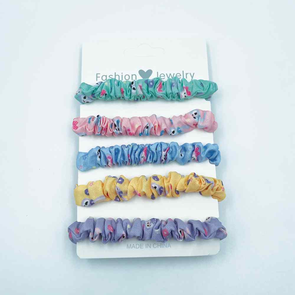 Fashon Jewelery Hair Ties Summer Scrunchies 5pk