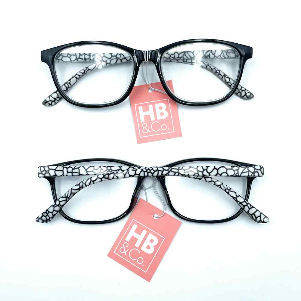 HB&Co Fashion Reading Glasses +2 Black and White