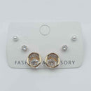 HB&Co 3 Pairs Studs/Diamond Circle Earring