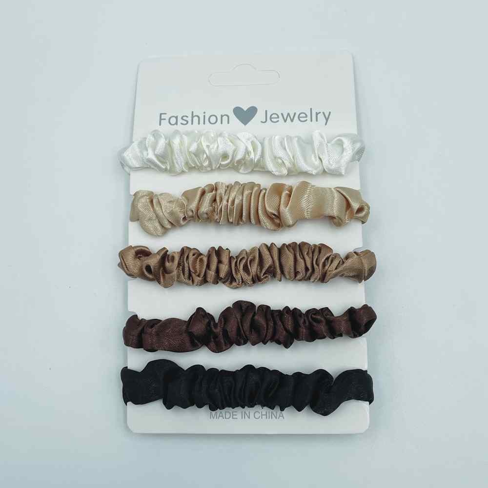 Fashion Jewelery Hair Ties Dark Scrunchies 5pk