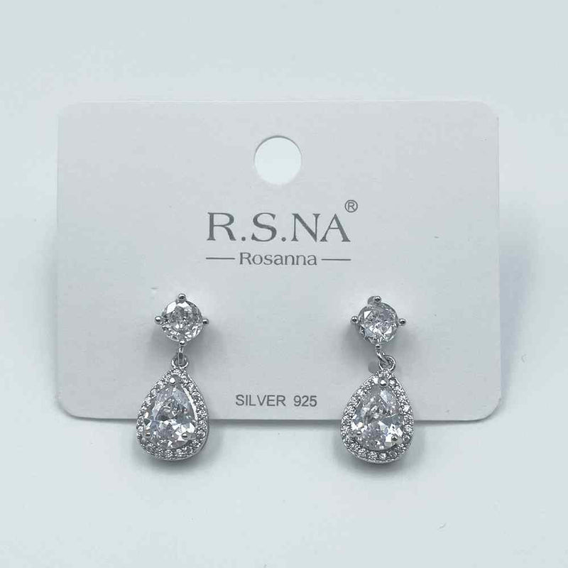 HB&Co Drop with Diamonds Silver Earring
