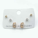 HB&Co 3 Pairs Studs/Half Hoop Earring