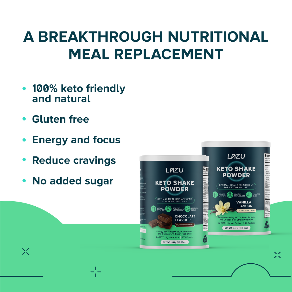 LAZU Keto Vanilla Shake Powder 441g