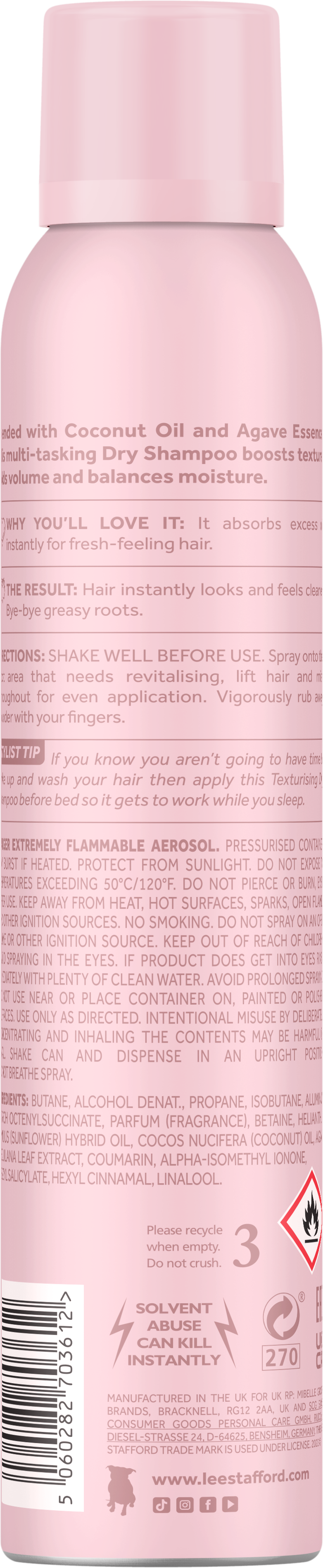 Lee Stafford Coco Loco Texturising Dry Shampoo 200ml