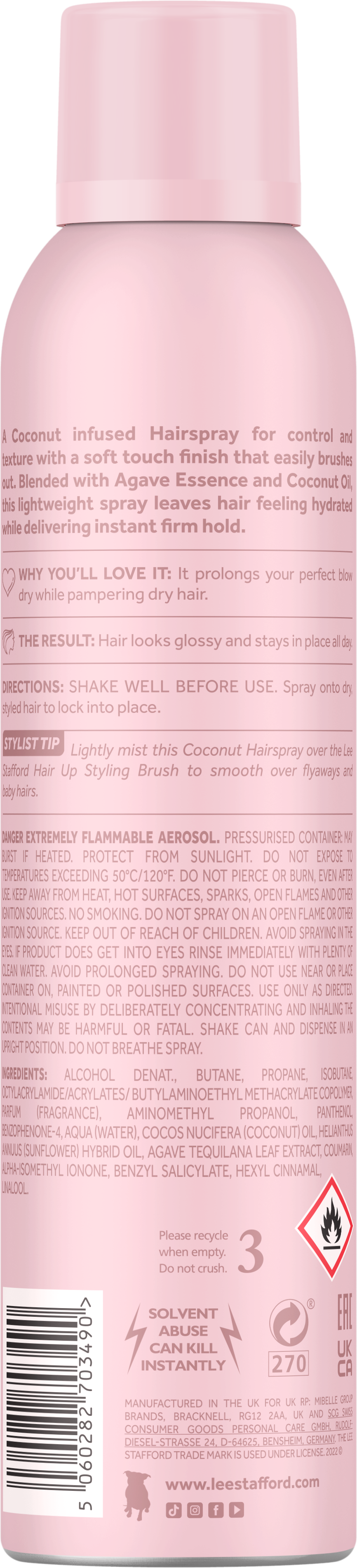 Lee Stafford Coco Loco Firm Hold Hair Spray Agave 250ml