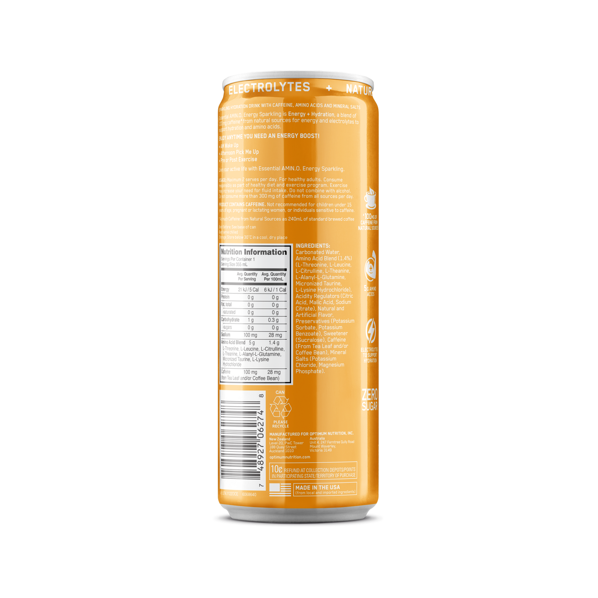 Optimum Nutrition Amino Energy Sparkling Mango Pineapple Limeade 355ml
