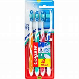COLGATE Triple Action Medium Toothbrush 4pk