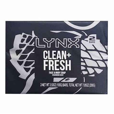 LYNX Clean + Fresh Face & Body Soap 2pk