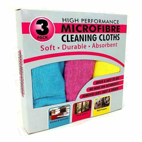 TIDYZ Microfibre CLEANING CLOTHS 3pk