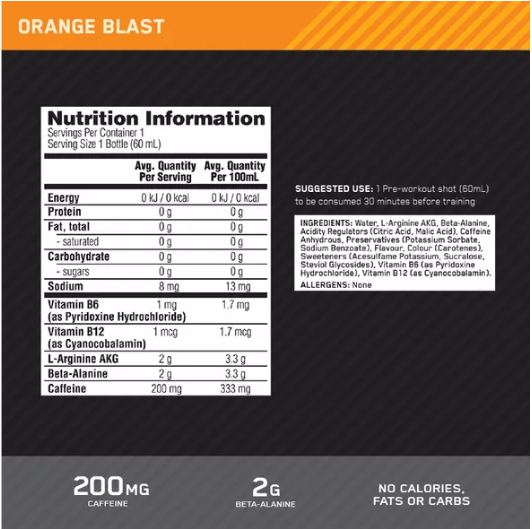 On Pure Pre 200 Shot Orange 60ml