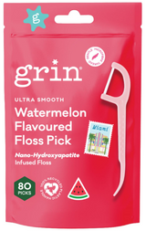 Grin Watermelon Flavoured Floss Picks 80pk Bag