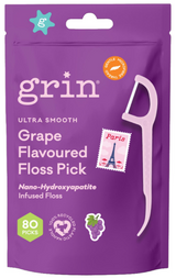 Grin Grape Flavoured Floss Picks 80pk Bag