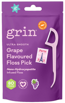 Grin Grape Flavoured Floss Picks 80pk Bag