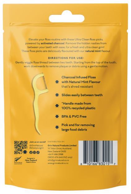Grin Ultra Clean Floss Picks 80pk Bag