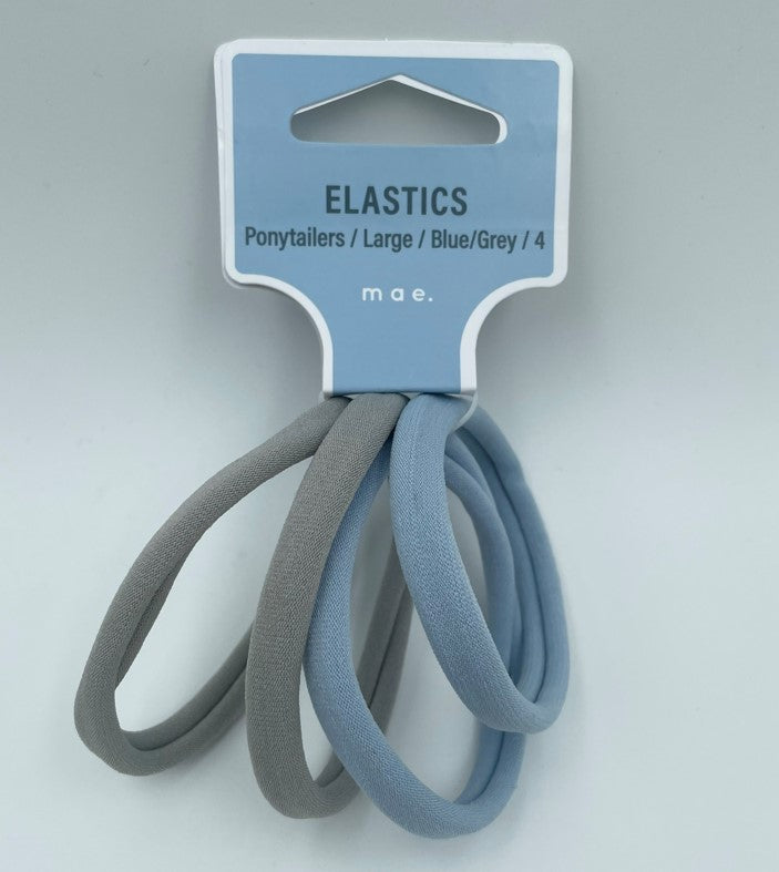 MAE Elastic Hair Tyes Large Blue/Grey x4