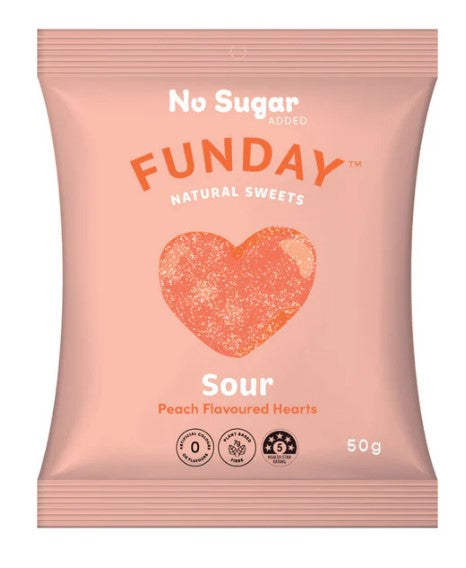 FUNDAY Sour Peach Hearts 50g