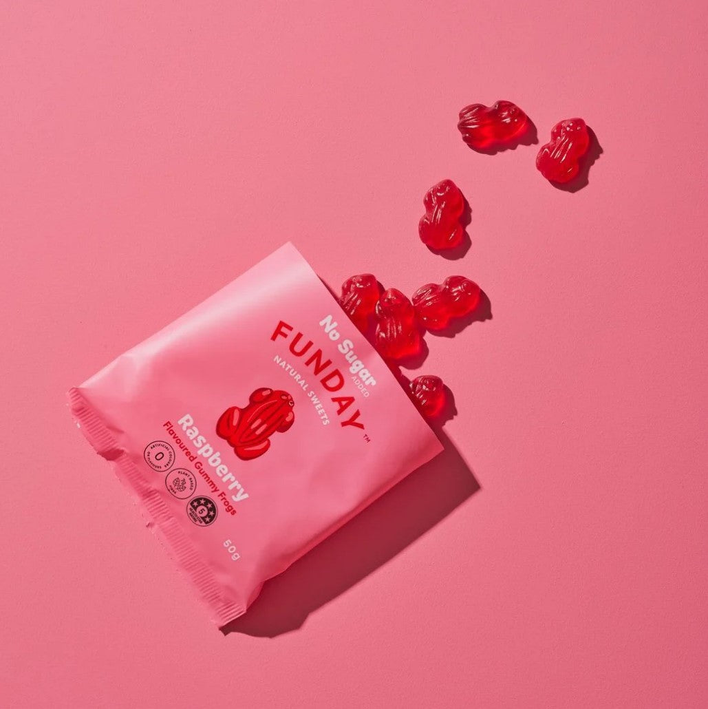 FUNDAY Raspberry Gummy Frogs 50g